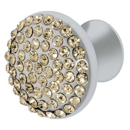 WISDOM STONE Vivacite Cabinet Knob, 1-1/4 in dia., Polished Chrome with Light Yellow Crystals 4212CH-LY